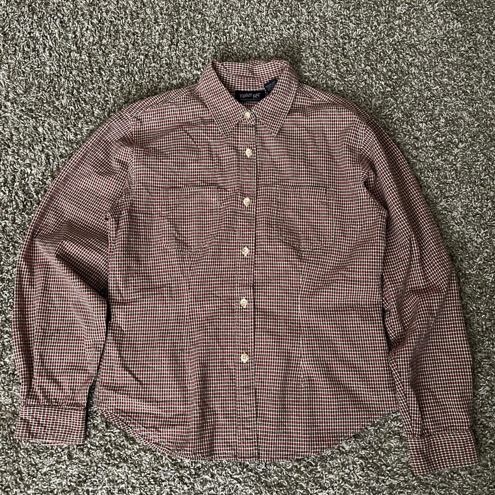 Krazy Kat Men's Brown Checkered Button Down Shirt